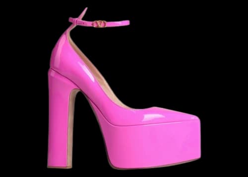 Valentino Vlogo Tan-Go 135mm Patent Platform Pump Pink (Women's)