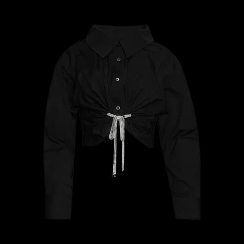 Alexander Wang Crystal Tie Crop Shirt 'Black'