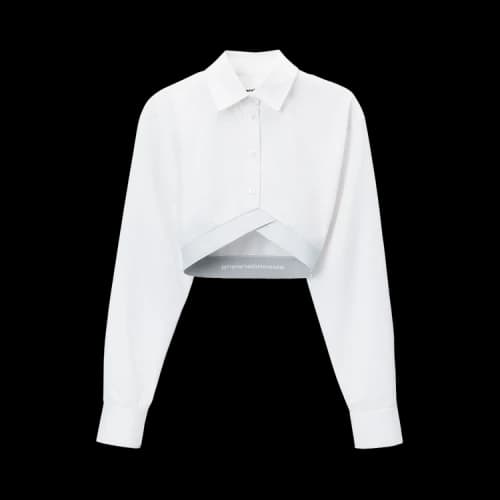 Alexander Wang Cropped Shirt W/ White Logo Elastic 'White'