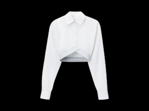 Alexander Wang White Logo Elastic Cropped Shirt White