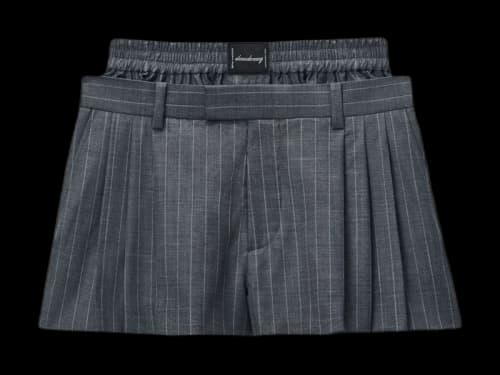 Alexander Wang W/ Boxer Pleated Shorts B Grey Pinstripe