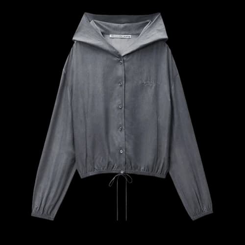Alexander Wang Frontplacket Drapey Hoodie 'Thunder Grey'