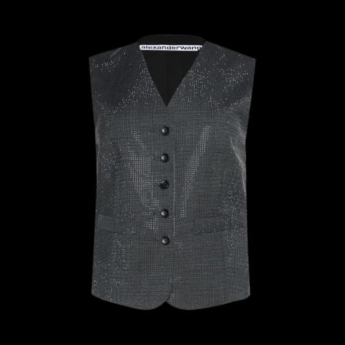 Alexander Wang V-Neck Tailored Vest W/ Allover Hotfix 'Grey'