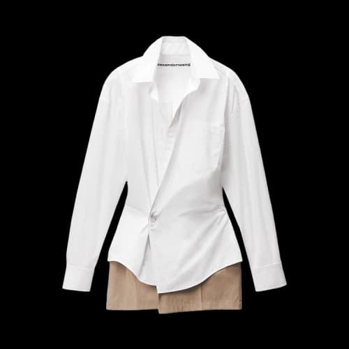 Alexander Wang Pre Styled Mini Wrap Dress with Twill 'White'