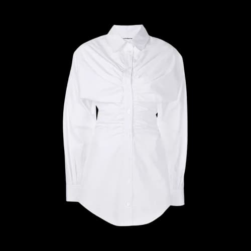 Alexander Wang Pulled Shirt Dress W/ Back Cummerbund 'White'