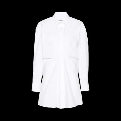 Alexander Wang Gathered Back Zipper Detail Long-Sleeve Mini Shirt Dress 'White'