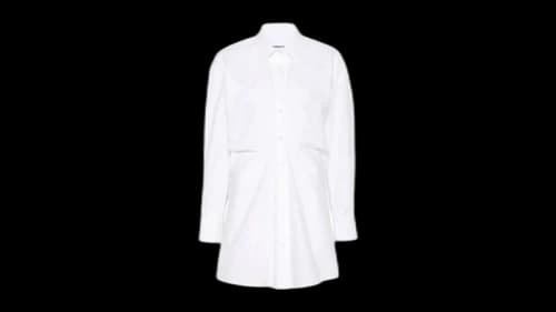 Alexander Wang Women's Gathered Back Zipper Detail Long Sleeve Mini Shirt Dress White