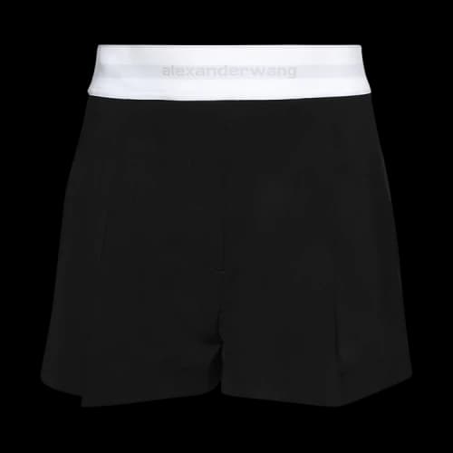 Alexander Wang High Waisted Pleated Short W/ Logo Elastic 'Black'