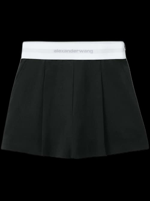 Alexander Wang High Waisted Pleated Logo Elastic Short Black