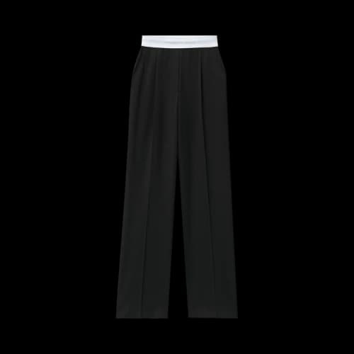Alexander Wang Logo Elastic High Waisted Pleated Pant 'Black'