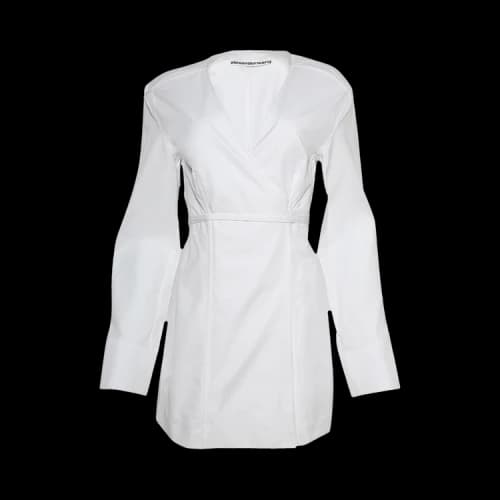 Alexander Wang Slit Tailored Shirtdress W/ Waist Tie 'White'