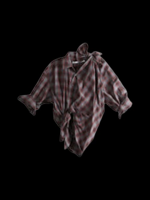 Alexander Wang Knotted Button Down Shirt Redplaid