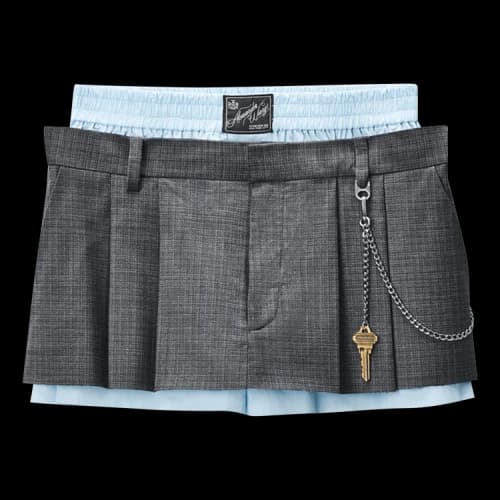 Alexander Wang Pre-Styled Pleated Skort W/ Chain 'Grey Melange/Oxford Blue'