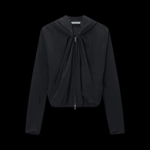 Alexander Wang Pleated Neckline Hoodie 'Black'