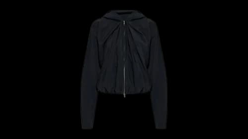 Alexander Wang Women's Pleated Neckline Hoodie Black