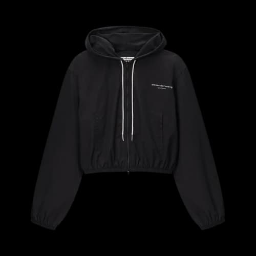 Alexander Wang Rhinestone Drawcord Shrunken Hoodie Jacket 'Black'