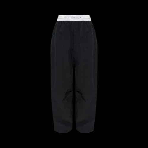 Alexander Wang Logo Elastic Mid-Rise Pleated Knee Pant 'Black'