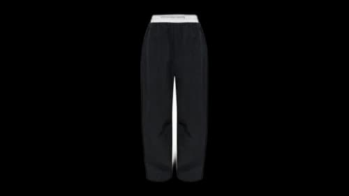 Alexander Wang Women's Logo Elastic Mid-Rise Pleated Knee Pant Black