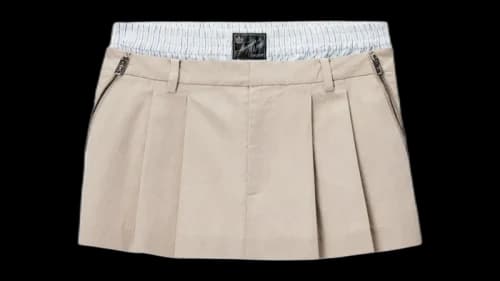 Alexander Wang Women's Zipper Details Pre-Styled Pleated Skort Stone