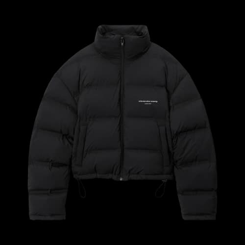 Alexander Wang Jacquard Channel Cropped Reflective Logo Puffer 'Black'