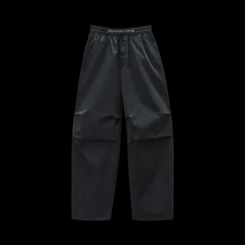 Alexander Wang Mid Rise Pleated Knee Pant W/ Logo Elastic 'Black'
