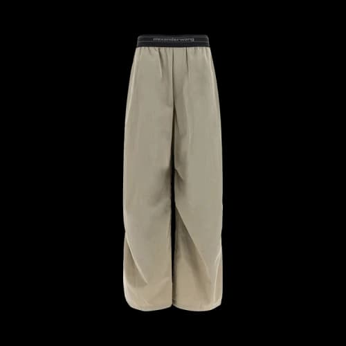 Alexander Wang Mid Rise Pleated Knee Pant W/ Logo Elastic 'Stone'