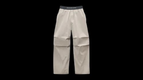 Alexander Wang Women's Mid Rise Pleated Knee Logo Elastic Pants Stone
