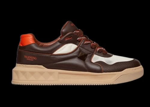 Valentino One Stud Low-Top Brown White