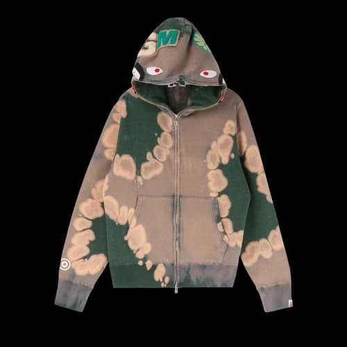 BAPE Hand Dye Shark Full Zip Hoodie 'Green'