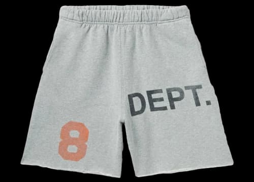 Gallery Dept. Wide-Leg Printed Distressed Cotton-Jersey Shorts Grey