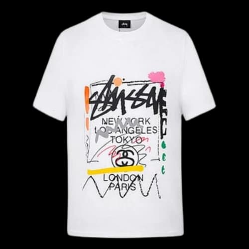 Stussy Splash Ink Alphabet Short Sleeve Unisex White