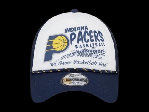 NBA Indiana Pacers New Era White/Burnout Print A-Frame 9Forty Trucker Hat White