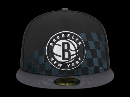 NBA Brooklyn Nets New Era Rally Drive Checkerboard 59Fifty Crown Fitted Hat Black