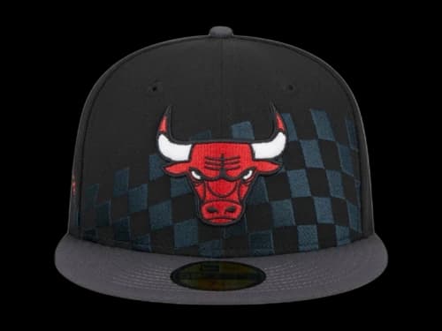 NBA Chicago Bulls New Era Rally Drive Checkerboard 59Fifty Crown Fitted Hat Black