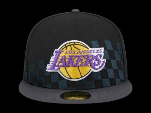 NBA Los Angeles Lakers New Era Rally Drive Checkerboard 59Fifty Crown Fitted Hat Black