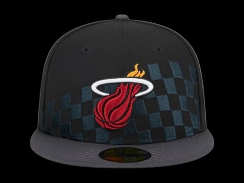 NBA Miami Heat New Era Rally Drive Checkerboard 59Fifty Crown Fitted Hat Black