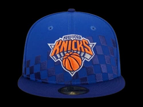NBA New York Knicks New Era Rally Drive Checkerboard 59Fifty Crown Fitted Hat Blue