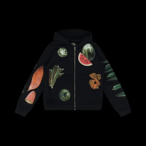 Denim Tears Kiss My Grits Fruit Collage Zip Hoodie 'Black'