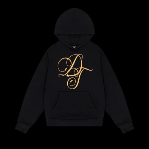 Denim Tears Metallic Gold Script Hoodie 'Black'
