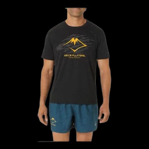 ASICS Fujitrail Logo T-shirt 'Black Yellow'