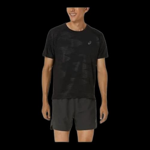 ASICS Graphic Emboss Short Sleeve Top Asia Sizing 'Performance Black'