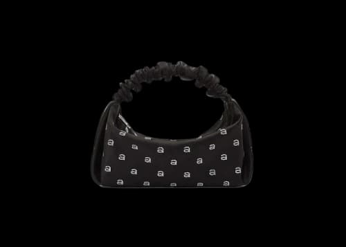 Alexander Wang Hotfix Scrunchie Mini Bag In Satin Black/Crystal