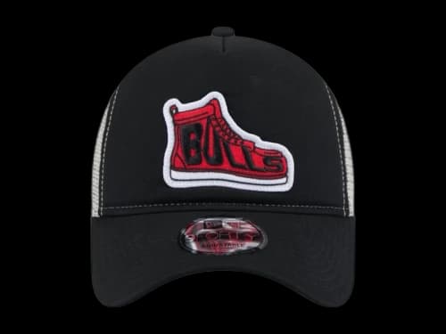 NBA Chicago Bulls New Era Victory Grove Vintage Sneaker Trucker 9Forty Adjustable Hat Black