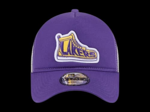 NBA Los Angeles Lakers New Era Victory Grove Vintage Sneaker Trucker 9Forty Adjustable Hat Purple