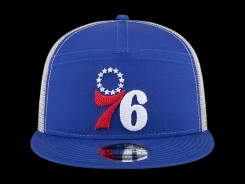 NBA Philadelphia 76Ers New Era Victory Grove Split Panel 9Fifty Snapback Hat Blue