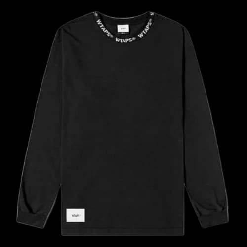 WTAPS Pyn. Design Ls 01 / Tee. Cotton Logo Long-Sleeve Unisex Black