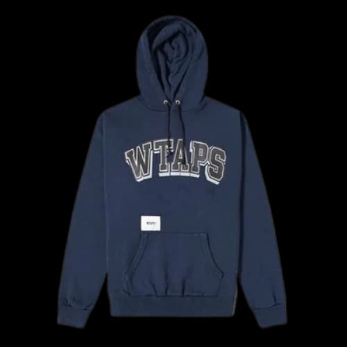 WTAPS Dawn. Design Hooded Sweatshirt. Copo Letters Printed Unisex Navy Blue