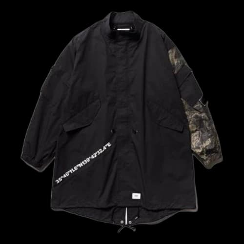 WTAPS W51 Jacket Letters Printed Camouflage Long Jacket Unisex Black