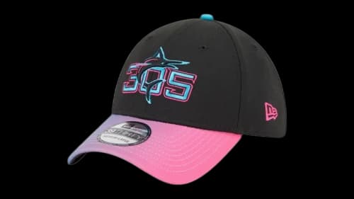Mitchell & Ness Miami Marlins New Era 2025 City Connect 39THIRTY Flex Hat Black/Pink