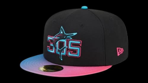 Mitchell & Ness x BLACKPINK Miami Marlins New Era 2025 City Connect 59FIFTY Fitted Hat Black/Pink